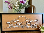    For the ones who know that hooves can heal, silence speaks, and nothing clears your head like open pasture. This 16" x 6.75" wall piece honors the beauty of rural life — wild manes, dust trails, and hearts that run as free as the horses they love.